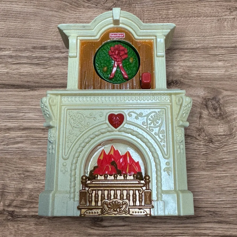 Fisher Price Loving Family Doll House Light Up Fireplace Mantle Wreath Music